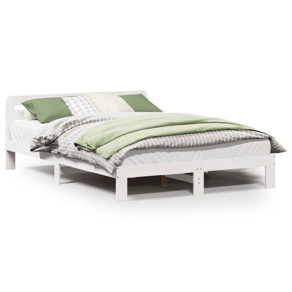 vidaXL Cadre de lit sans matelas blanc 135x190 cm bois de pin massif