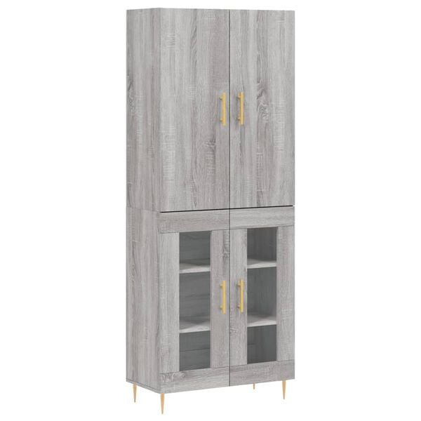 vidaXL Buffet haut Sonoma gris 69,5x34x180 cm Bois d'ing&eacute;nierie