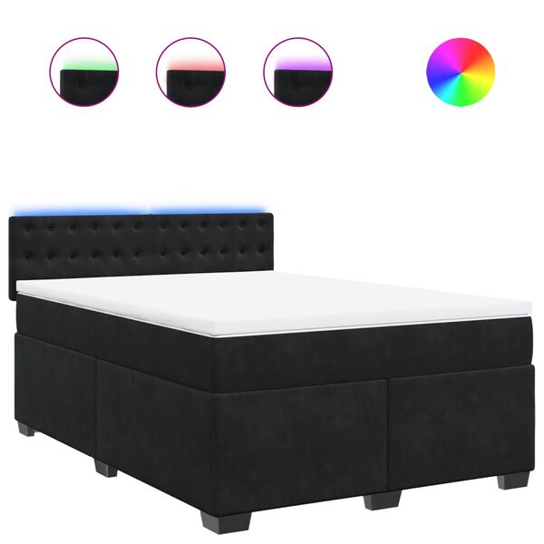 vidaXL Sommier &agrave; lattes de lit avec matelas Noir 140x190 cm Velours