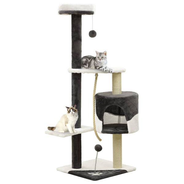 vidaXL Arbre &agrave; chat avec griffoirs en sisal Gris fonc&eacute; et blanc 120 cm