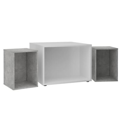 FMD Table basse avec 2 tables d'appoint 67,5x67,5x50 cm Blanc et béton
