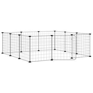vidaXL Cage pour animaux de compagnie &agrave; 12 panneaux avec porte, noire, 35 x 35 cm, acier