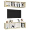vidaXL Meubles TV muraux 2 pcs Blanc et ch&ecirc;ne sonoma Bois d'ing&eacute;nierie