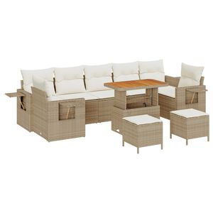 vidaXL Ensemble de canap&eacute; de jardin 10 pcs Beige polyrotin