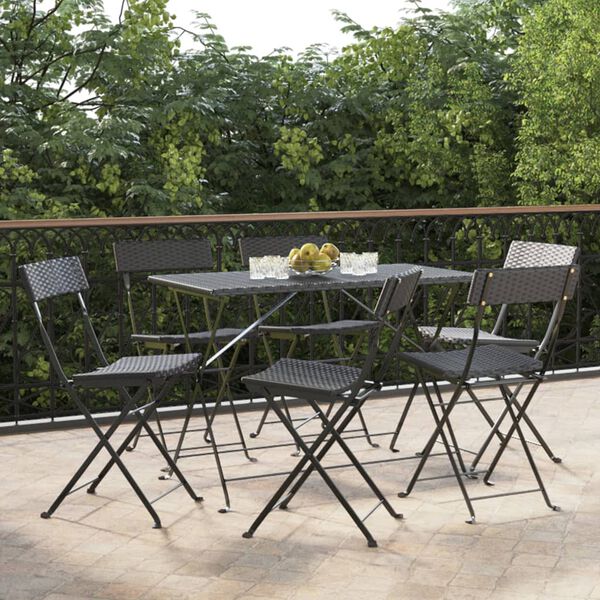 vidaXL Chaises de bistrot pliantes lot de 6 Noir R&eacute;sine tress&eacute;e acier