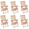 vidaXL Fauteuils pliants inclinables, 6 pi&egrave;ces, en teck massif