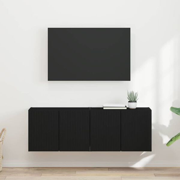 vidaXL Meuble TV mural 2 pcs Noir 59,5 x 31 x 40 cm Bois d'ing&eacute;nierie