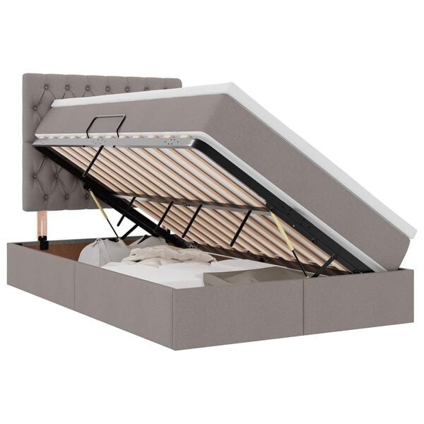 vidaXL Lit avec rangement et LED Taupe 120 x 200 cm Polyester