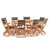 vidaXL Ensemble &agrave; manger d'ext&eacute;rieur 9 pcs Noir Eucalyptus textil&egrave;ne