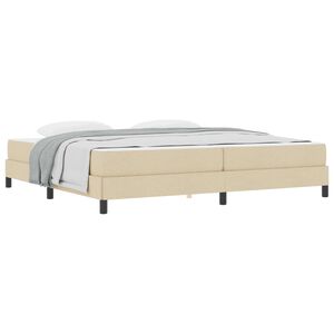vidaXL Lit &agrave; ressorts avec matelas Cr&egrave;me 200 x 200 cm tissu