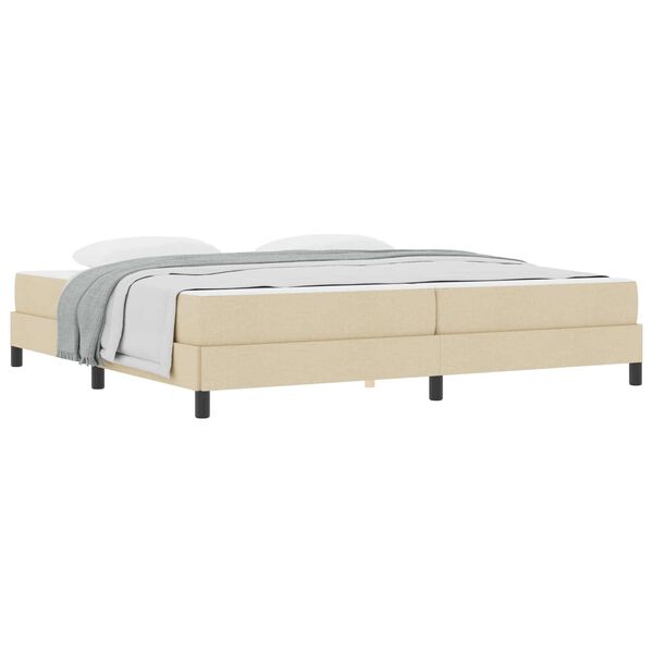 vidaXL Lit &agrave; ressorts avec matelas Cr&egrave;me 200 x 200 cm tissu