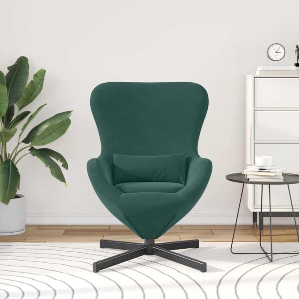 vidaXL Fauteuil &oelig;uf Vert fonc&eacute; 63 x 73 x 90 cm Velours