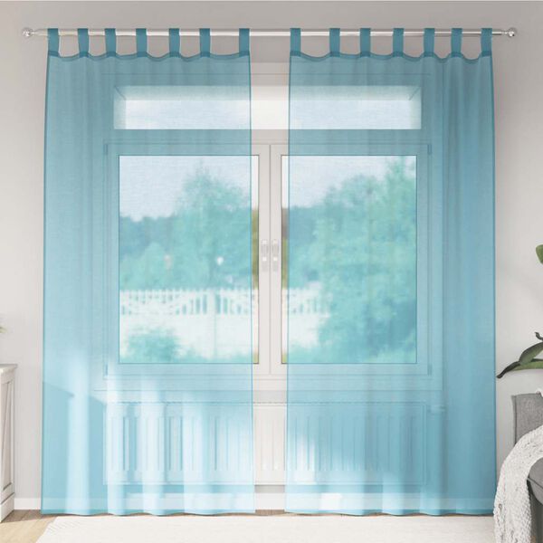 vidaXL Rideaux en voile avec boucles 2 pcs turquoise 140x225 cm