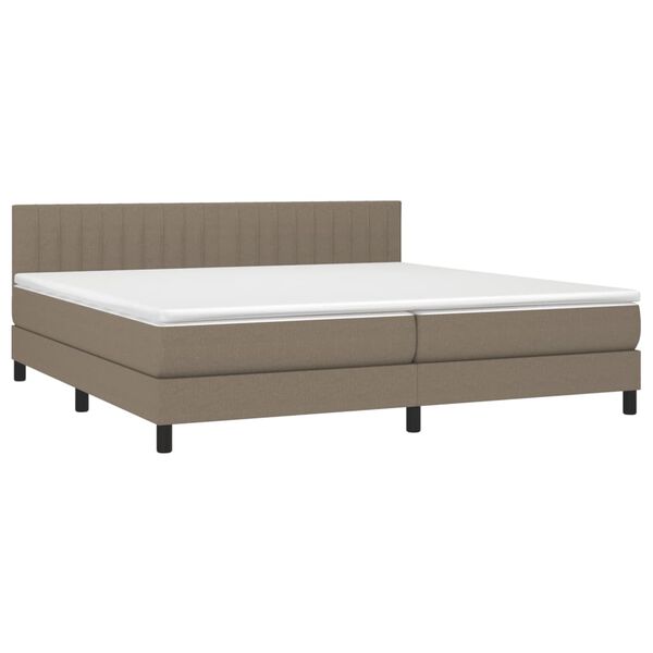 vidaXL Sommier &agrave; lattes de lit et matelas et LED Taupe 200x200cm Tissu