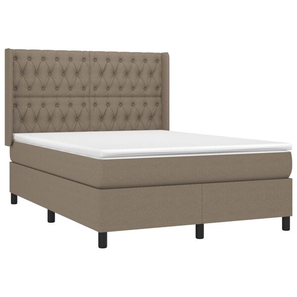 vidaXL Sommier &agrave; lattes de lit avec matelas Taupe 140x190 cm Tissu