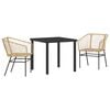 vidaXL Ensemble de salle &agrave; manger pour jardin 3 pc Marron polyrotin
