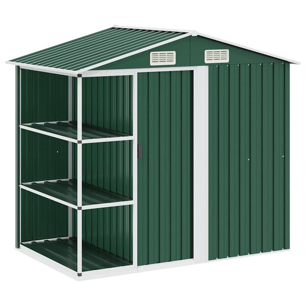 vidaXL Abri de jardin avec &eacute;tag&egrave;re Vert 205x130x183 cm Fer