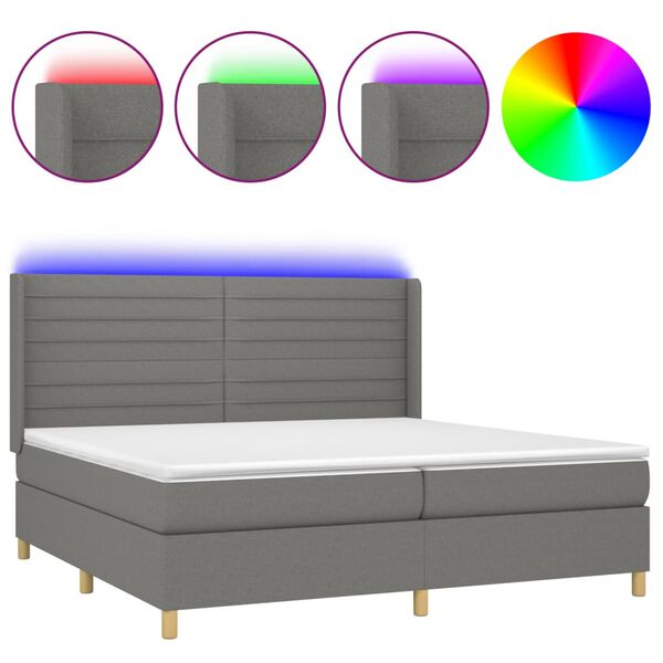 vidaXL Sommier &agrave; lattes de lit matelas LED Gris fonc&eacute; 200x200 cm Tissu