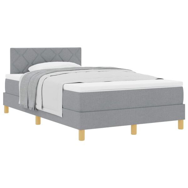 vidaXL Lit &agrave; ressorts avec matelas Gris clair 120 x 190 cm tissu