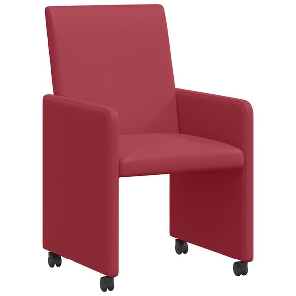 vidaXL Chaises de Salle &agrave; Manger avec Roues 2 pcs Bordeaux Faux cuir