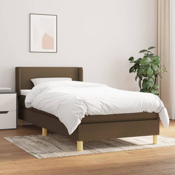 vidaXL Sommier &agrave; lattes de lit avec matelas Marron fonc&eacute; 90x200 cm