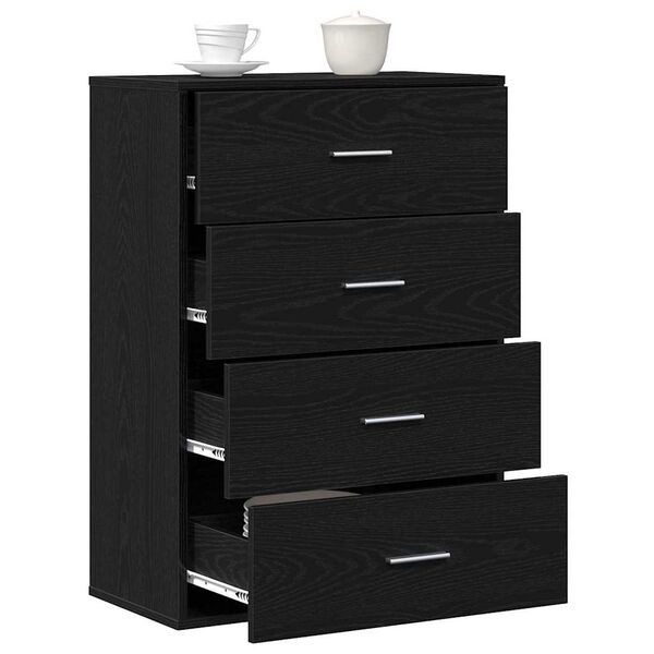 vidaXL Buffet avec tiroir Ch&ecirc;ne noir 60 x 31 x 84 cm Bois d'ing&eacute;nierie