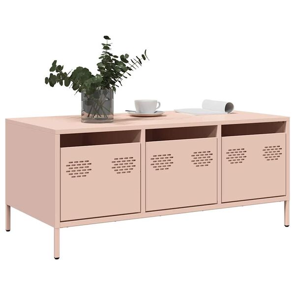 vidaXL Table basse rose 101,5x50x43,5 cm acier lamin&eacute; &agrave; froid