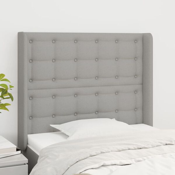 vidaXL T&ecirc;te de lit avec oreilles Gris clair 93x16x118/128 cm Tissu