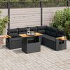vidaXL Salon de jardin avec coussins 7 pcs noir r&eacute;sine tress&eacute;e acacia