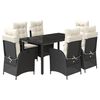 vidaXL Ensemble &agrave; manger de jardin coussins 7pcs Noir R&eacute;sine tress&eacute;e