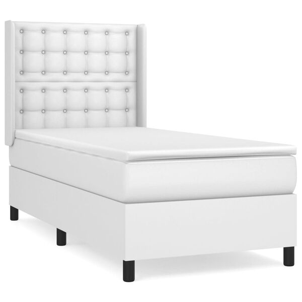vidaXL Sommier &agrave; lattes de lit avec matelas Blanc 80x200 cm Similicuir