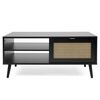 Finori Table basse Vienna 55A Noir et impression de rotin