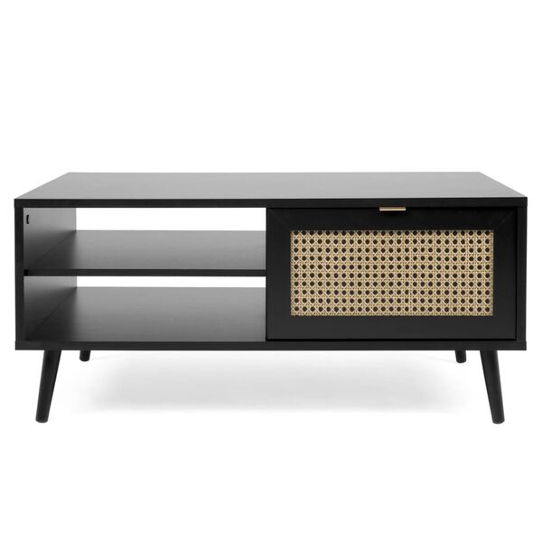 Finori Table basse Vienna 55A Noir et impression de rotin