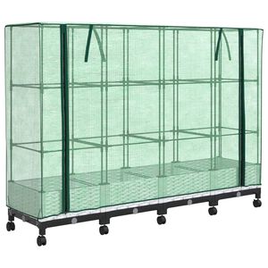 vidaXL Jardini&egrave;re de jardin avec couverture de serre et roues 4 pc PP
