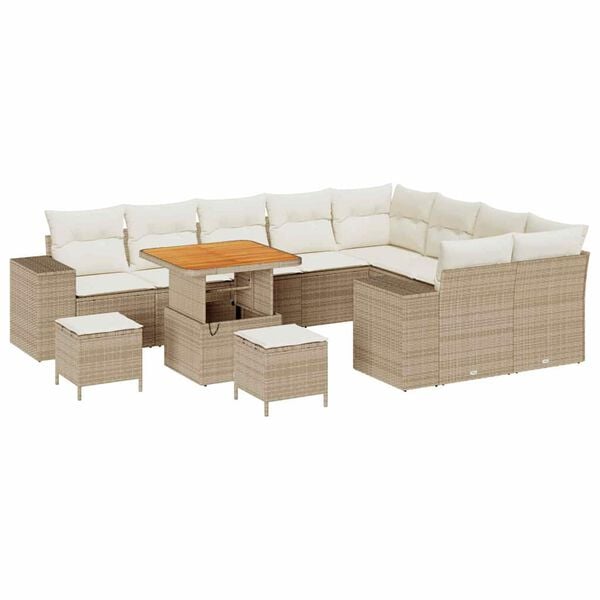 vidaXL Ensemble de canap&eacute; de jardin 12 pcs Beige polyrotin