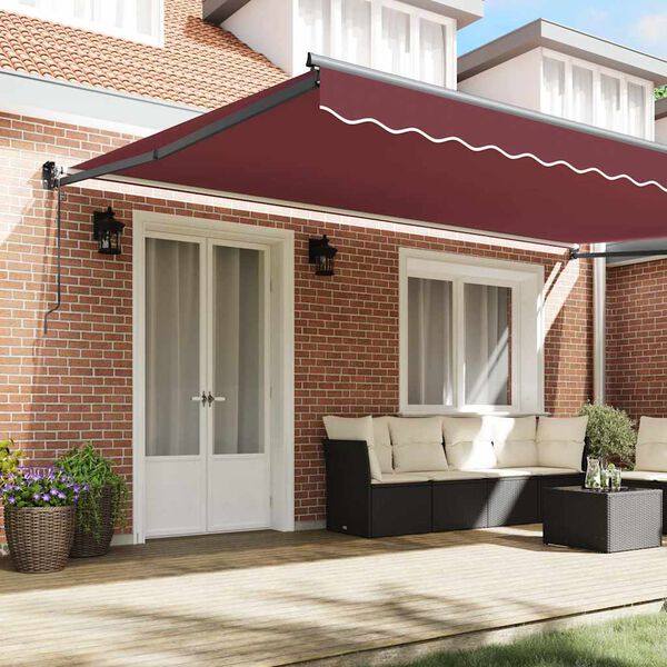 vidaXL Auvent r&eacute;tractable automatique bordeaux 500x300 cm