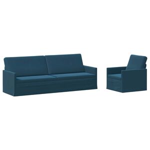 vidaXL Ensemble de Canap&eacute;s 2 pcs Bleu Velours (V)