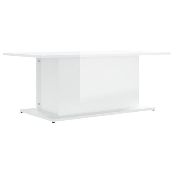 vidaXL Table basse blanc brillant 102x55,5x40 cm bois d'ingénierie