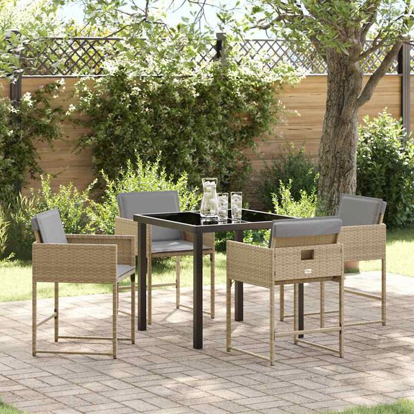 vidaXL Ensemble de salle &agrave; manger pour jardin 5 pcs Beige polyrotin