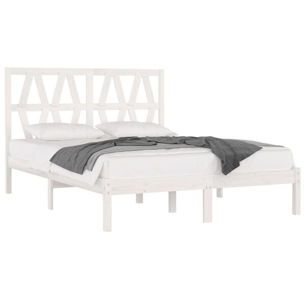 vidaXL Cadre de lit sans matelas blanc bois massif