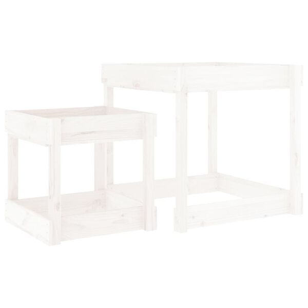 vidaXL Tables &agrave; sable 2 pcs blanc bois de pin massif