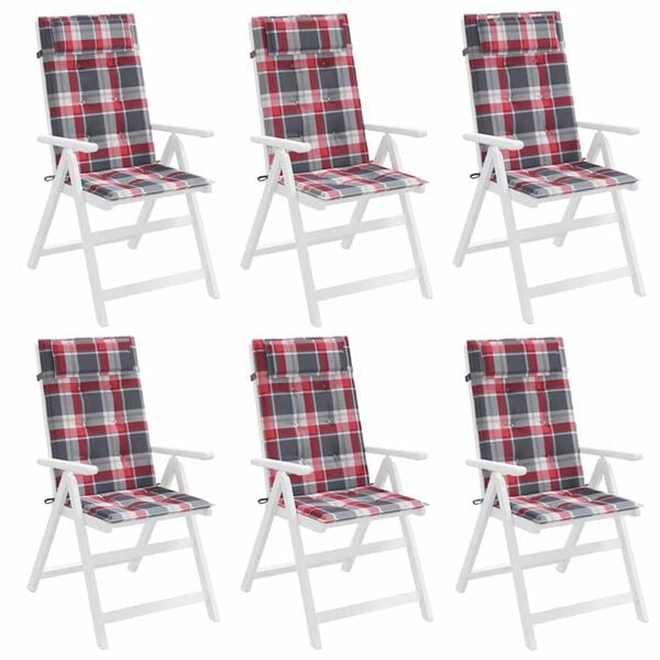 vidaXL Coussins de chaise &agrave; dossier haut lot de 6 carreaux rouge