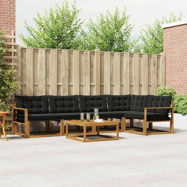 vidaXL Ensemble de canap&eacute;s d'ext&eacute;rieur 6 pcs Naturel et Noir