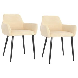 vidaXL Chaises &agrave; manger lot de 2 Cr&egrave;me Velours