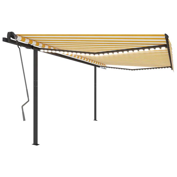 vidaXL Auvent automatique avec capteur de vent LED 4x3m Jaune et blanc