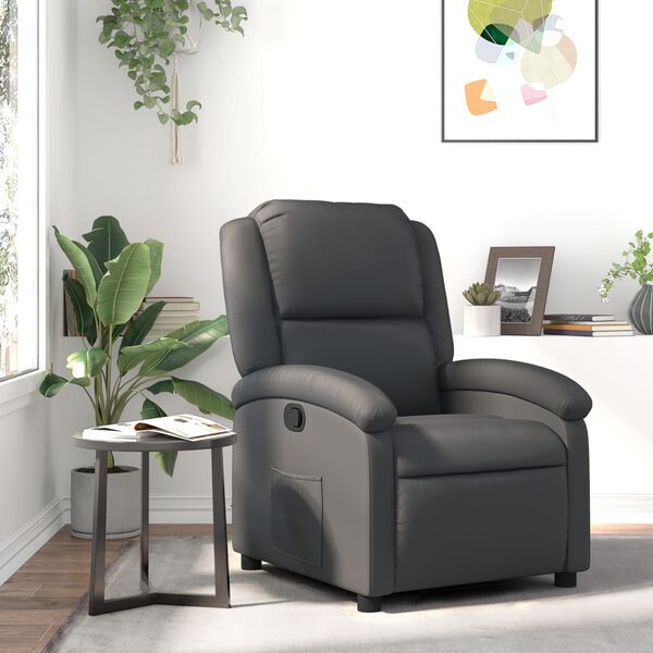 vidaXL Fauteuil inclinable gris cuir v&eacute;ritable
