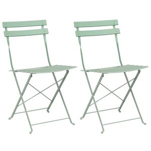 vidaXL Chaise de jardin pliante 2 pc Menthe claire M&eacute;tal