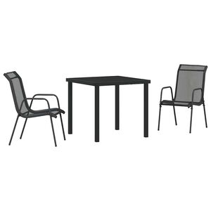 vidaXL Ensemble de salle &agrave; manger pour jardin 3 pcs Noir