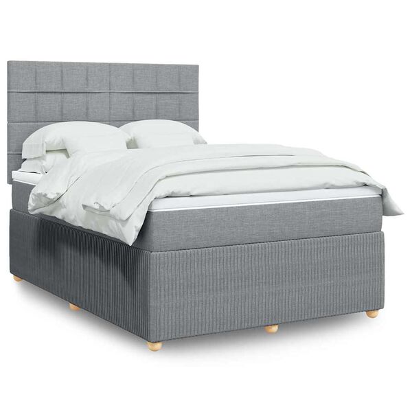 vidaXL Sommier &agrave; lattes de lit avec matelas Gris clair 160x200cm Tissu