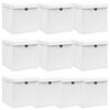 vidaXL Bo&icirc;tes de rangement avec couvercle 10pcs Blanc 32x32x32cm Tissu